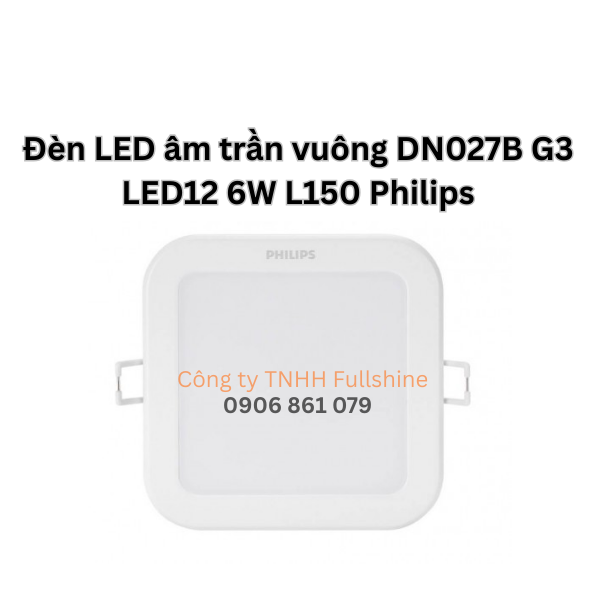Đèn LED âm trần vuông DN027B G3 LED6 6W L100 Philips
