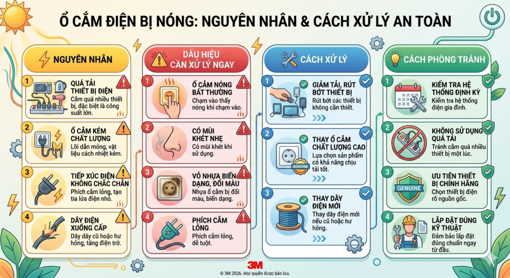 ổ cắm điện bị nóng khi sử dụng quá tải